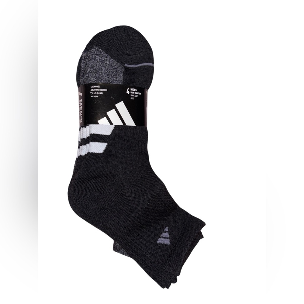 Adidas Men's Black and Gray High Quarter Socks